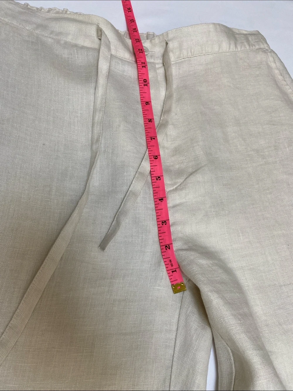 Island Republic 100% Linen Natural/Cream Drawstring Linen Chinos Size 36